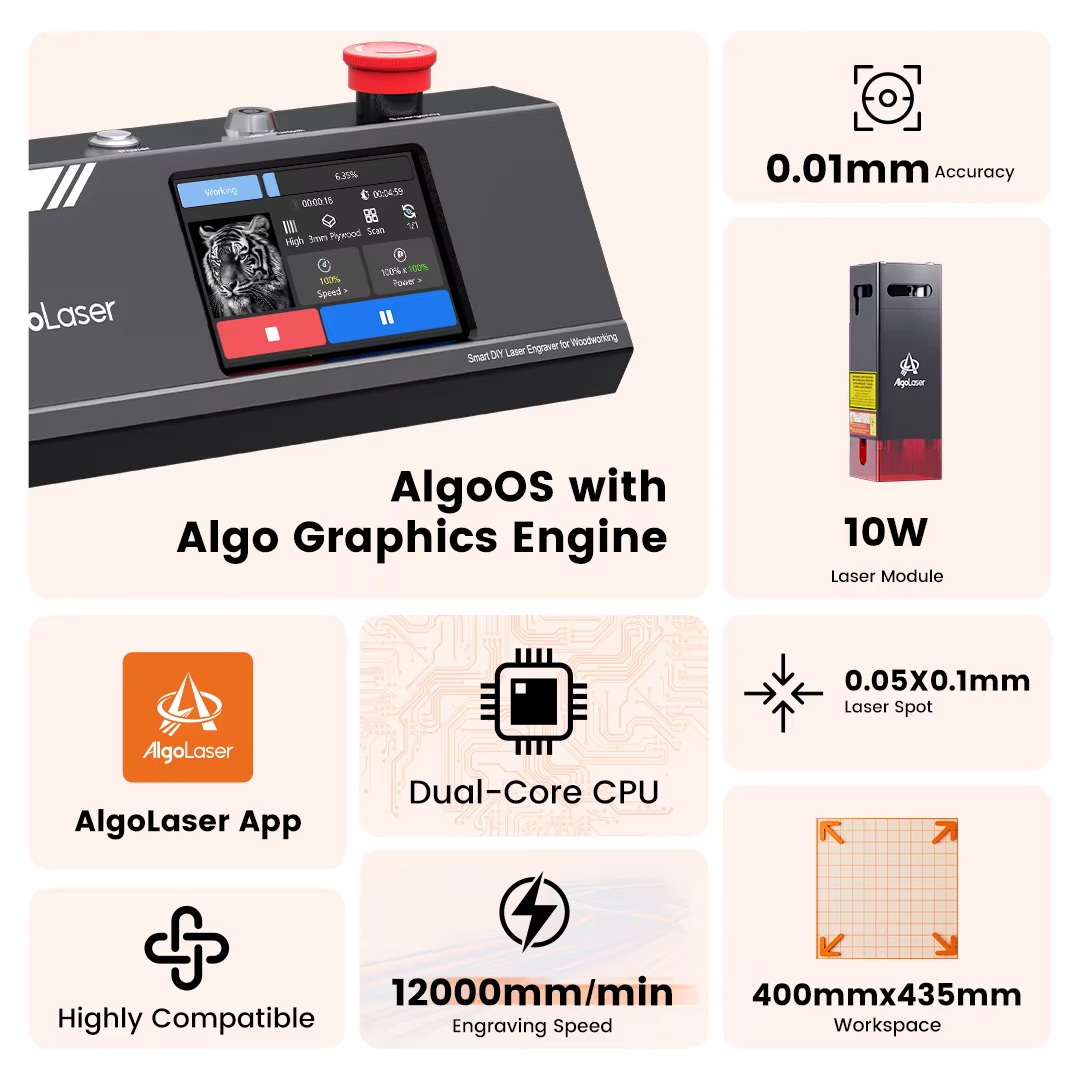Algolaser DIY Table 40*43cm CN - Industrial Laser Engraver For Metal recension och pris